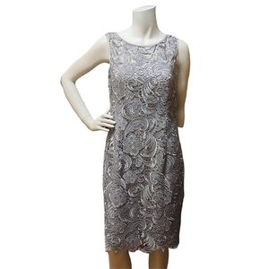 Adrianna Papell Gray Lace Cocktail Dress Size 10